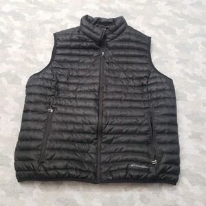 Eddie Bauer Down Puffer Vest Mens XL Black Full Zip Pockets EB 700